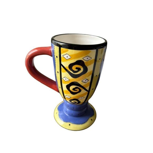 Bella Casa By Ganz Hand-Painted Ceramic Mug With Colorful Abstract Design - Picture 1 of 6